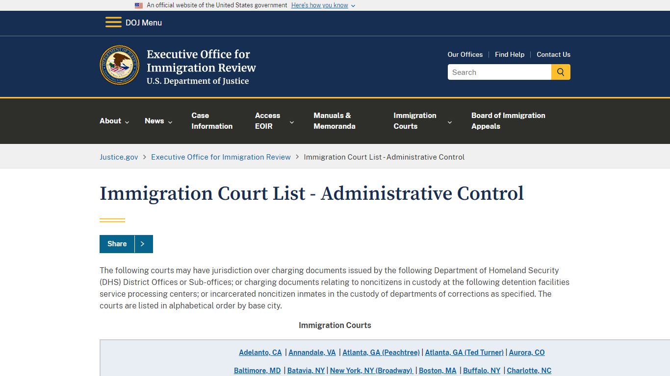 Executive Office for Immigration Review | Immigration Court List ...