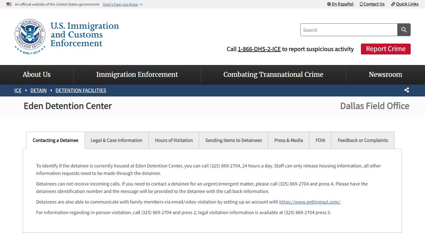 Eden Detention Center | ICE